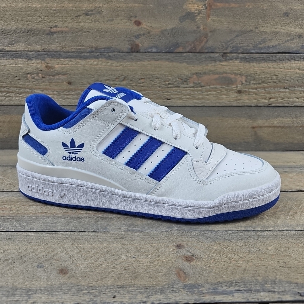 adidas Men's Originals Forum Low CL Shoes Core White/Royal Blue - Picture 2 of 13